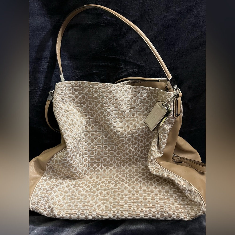 Coach Tan and Cream Shoulder Bag